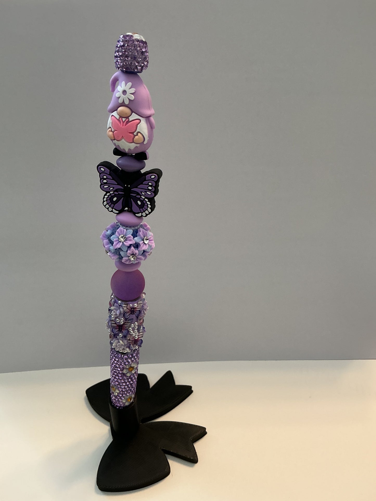 Purple Gnome & Butterfly Beaded Pen